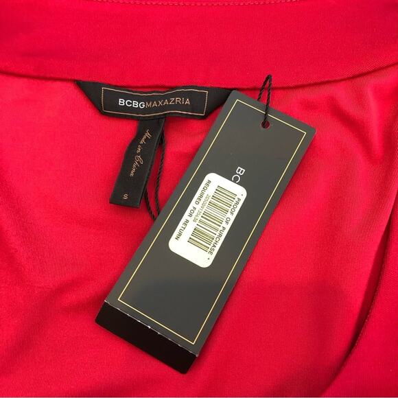 BCBGMaxazria red scoop neck long sleeve empire waist dress size Small NWT - Picture 10 of 13
